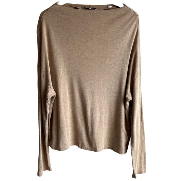 Vince Long Sleeve Drop Shoulder Pullover Knit Blouse Camel Tank L - Picture 1 of 9